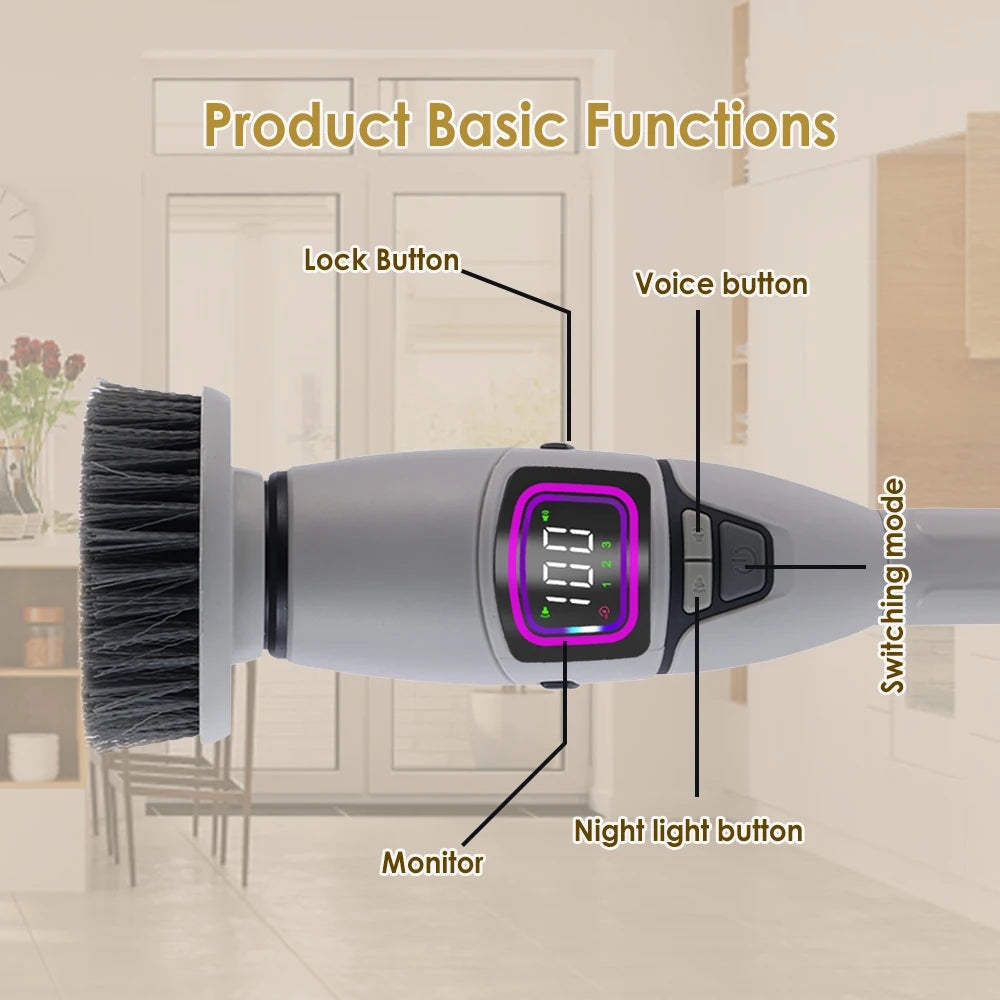 10-in-1 Multifunctional Electric Cleaning Brush Household Cleaning Brush Bathroom Cleaning Toilet Cleaning With LED Night Ligh