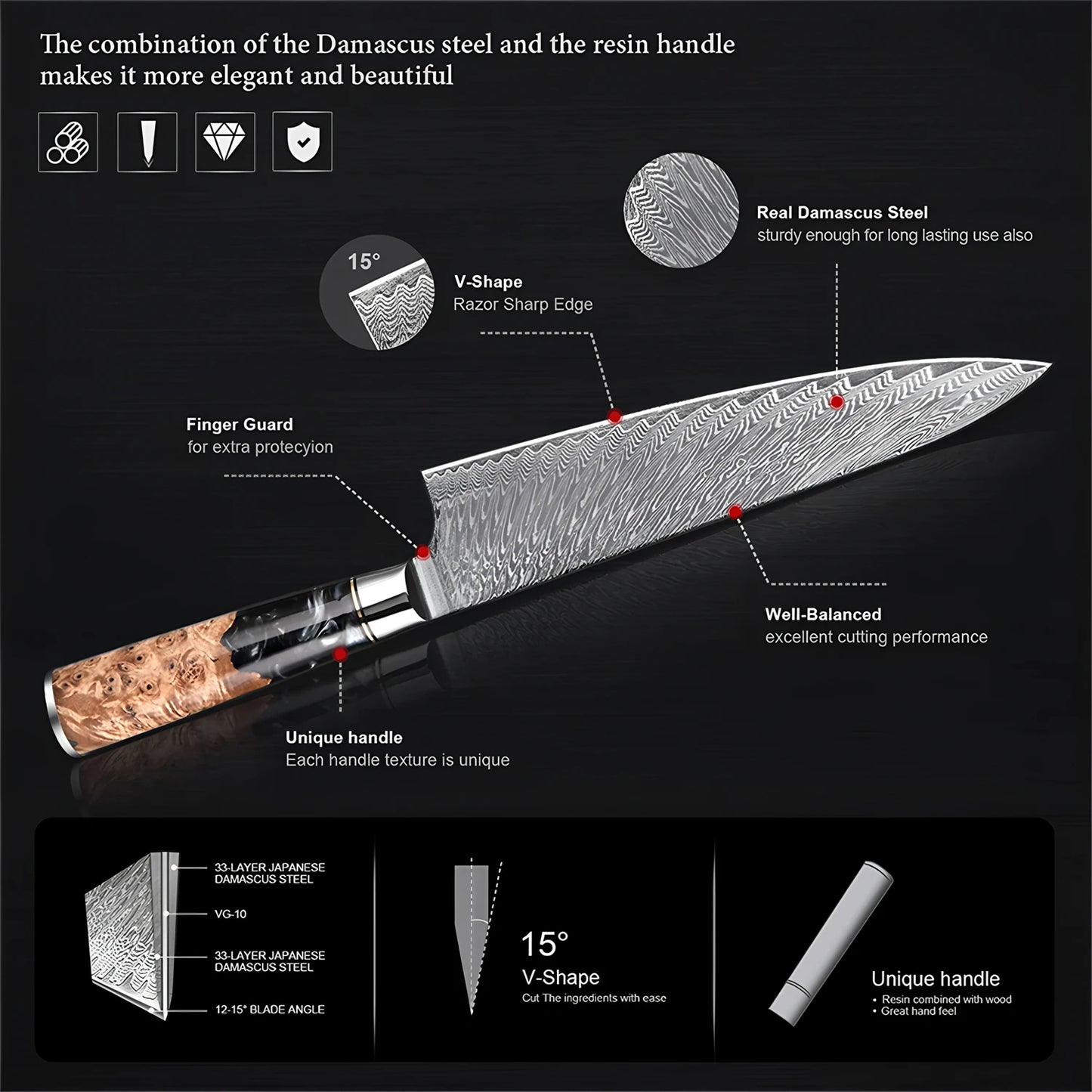 1PC,Japanese 67 Layer Damascus Steel Kitchen Knives Meat Utility Knife Kitchen Cleaver knife Cooking knife Home Kitchen stuff