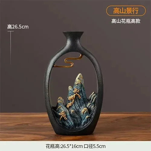 Creativity Japanese Style Feng Shui Wealth Vase Office Living Room Desktop Decoration Vases for Home Decor Accessories Art Gift