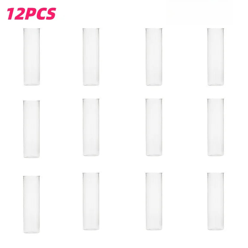12/18pcs Transparent Cylindrical Plastic Vases Home Decor Flower-Wrapping Vases for Tabletop Decoration and Flower Cultivation