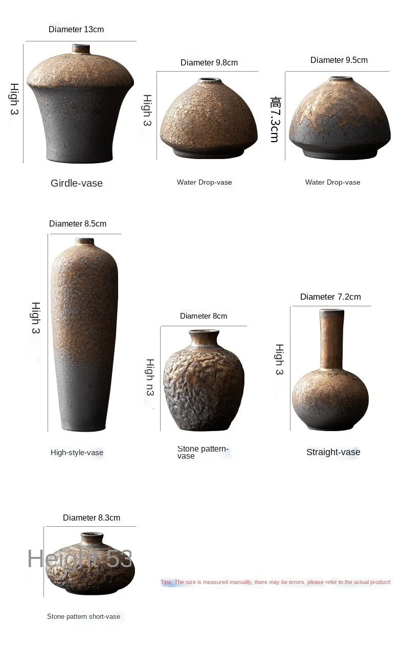 Creative Ceramic Dry Flower Vase, Flower Arrangement, Living Room, Coarse Pottery, Table Decoration, Vases for Dried Flowers