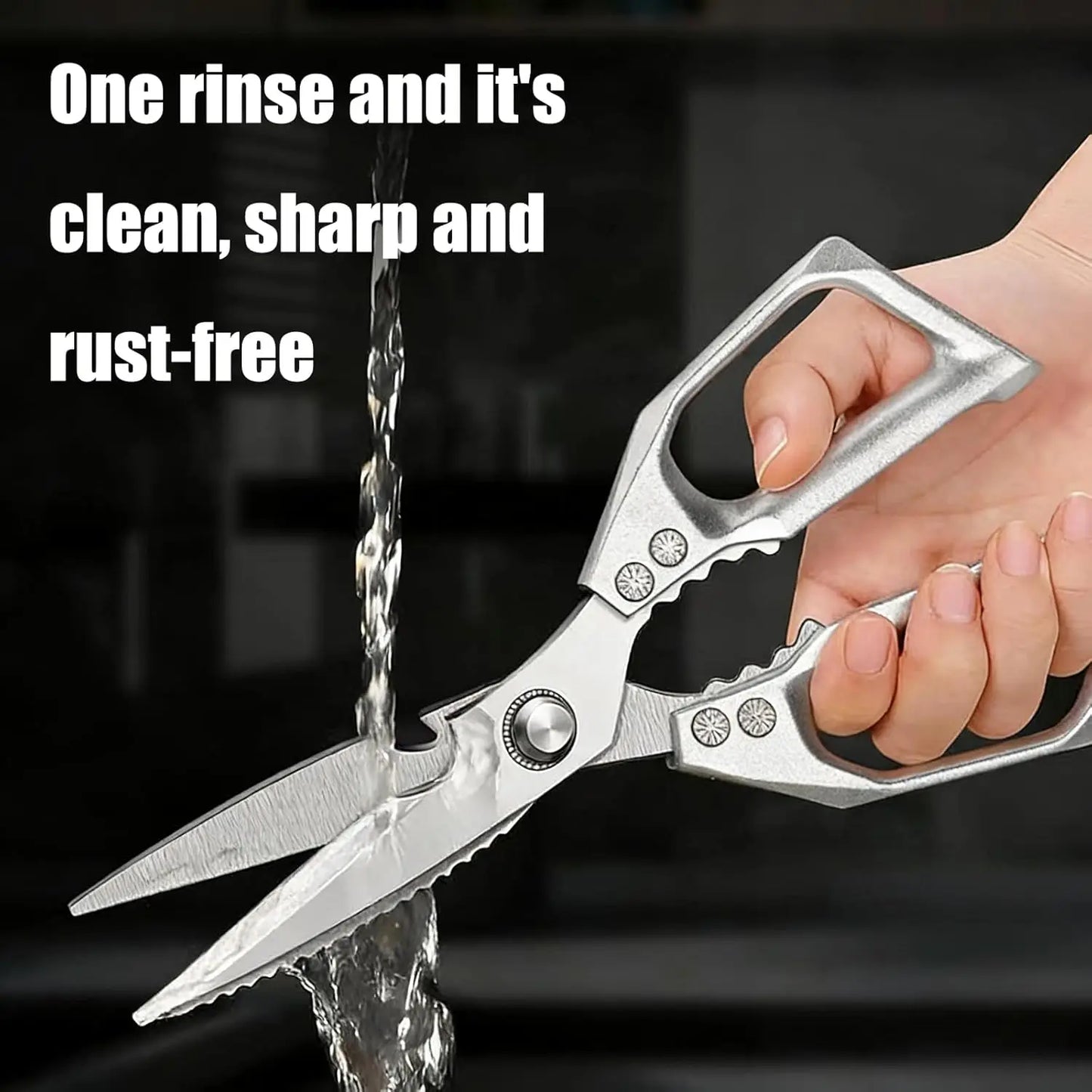 Kitchen Scissors, All Purpose,Ultra Sharp Meat Scissors,Heavy Duty Silver Cooking Scissor,Dishwash Safe Stainless Steel Kitchen Shears for Food, Chicken Bones, Turkey