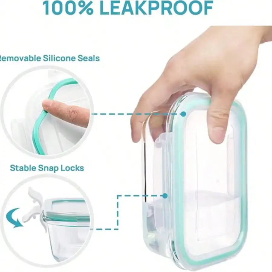 8PCS Glass Food Storage Containers With Lids, Food Storage Containers, Leak-Proof, Suitable For Fruits, Vegetables, Kitchen, Picnic, Meal Preparation, Refrigerator