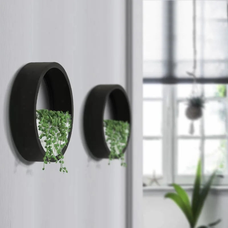 Creative Wall Vases Metal Iron Art Modern Artificial Flower Basket Plant Holder Hanging Wall Vases For Living Room Decoration