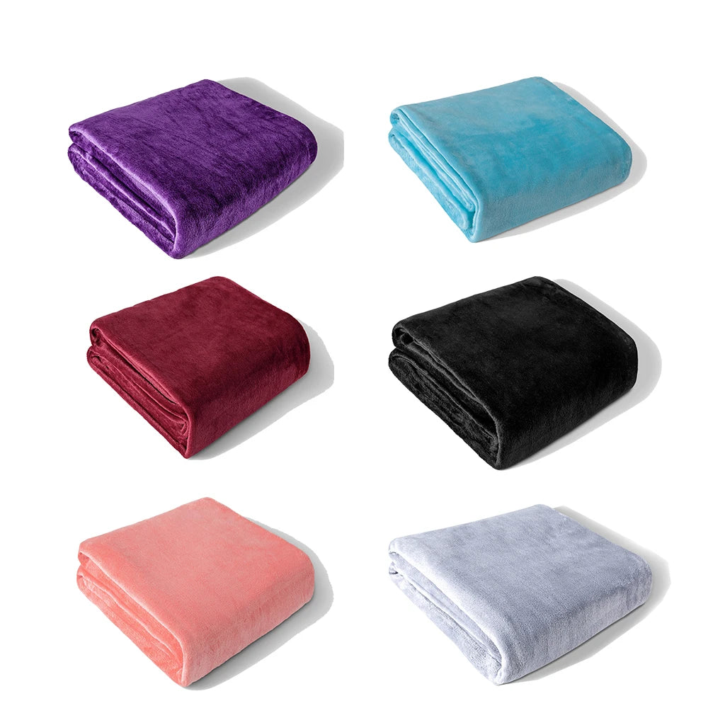 Winter Solid Color Super Warm Soft Coral Fleece Blanket Thrown on The Sofa Bed Travel Bedspread Sheet Plush Blanket