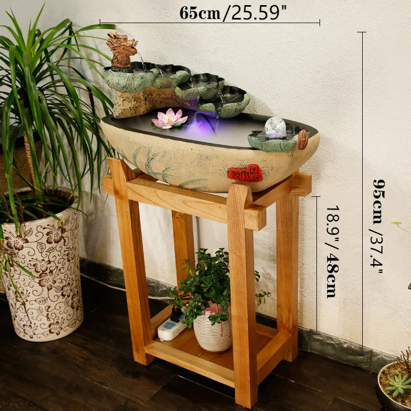 Opening gift rockery, flowing water, fountain decoration, floor to floor water feature, wealth attraction, living room,