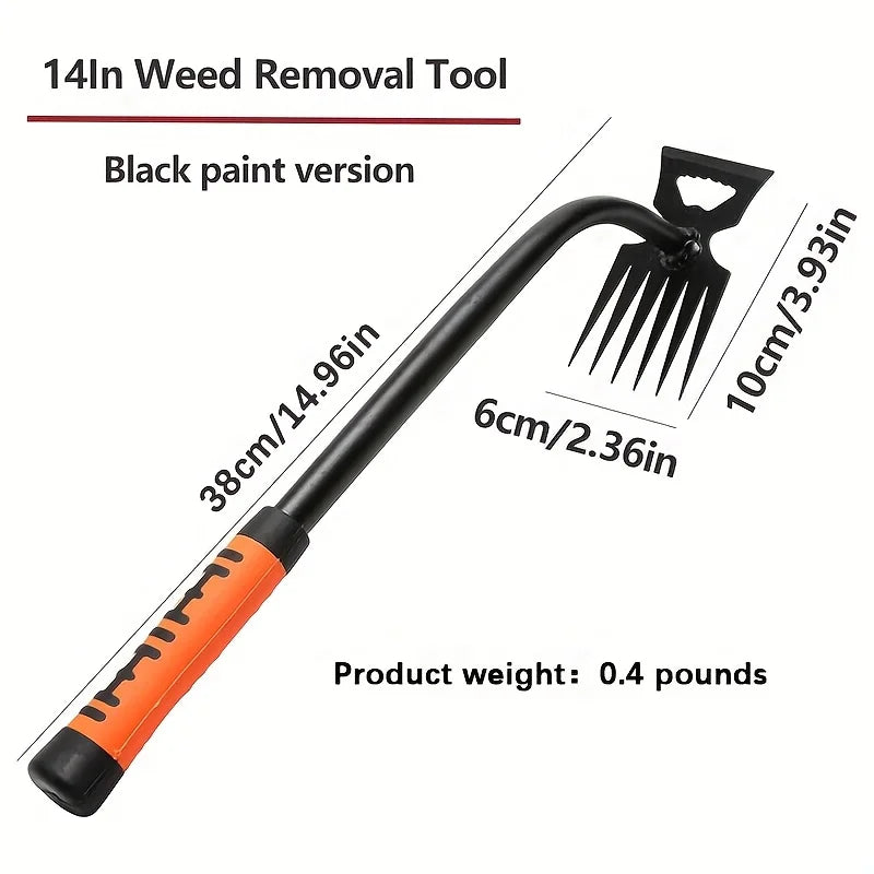 Manganese Steel Garden Hoe - Rust-Proof Weed Removal Tool for Roots, Durable Compact Design for Gardening/Farm (Weeder & Rake)
