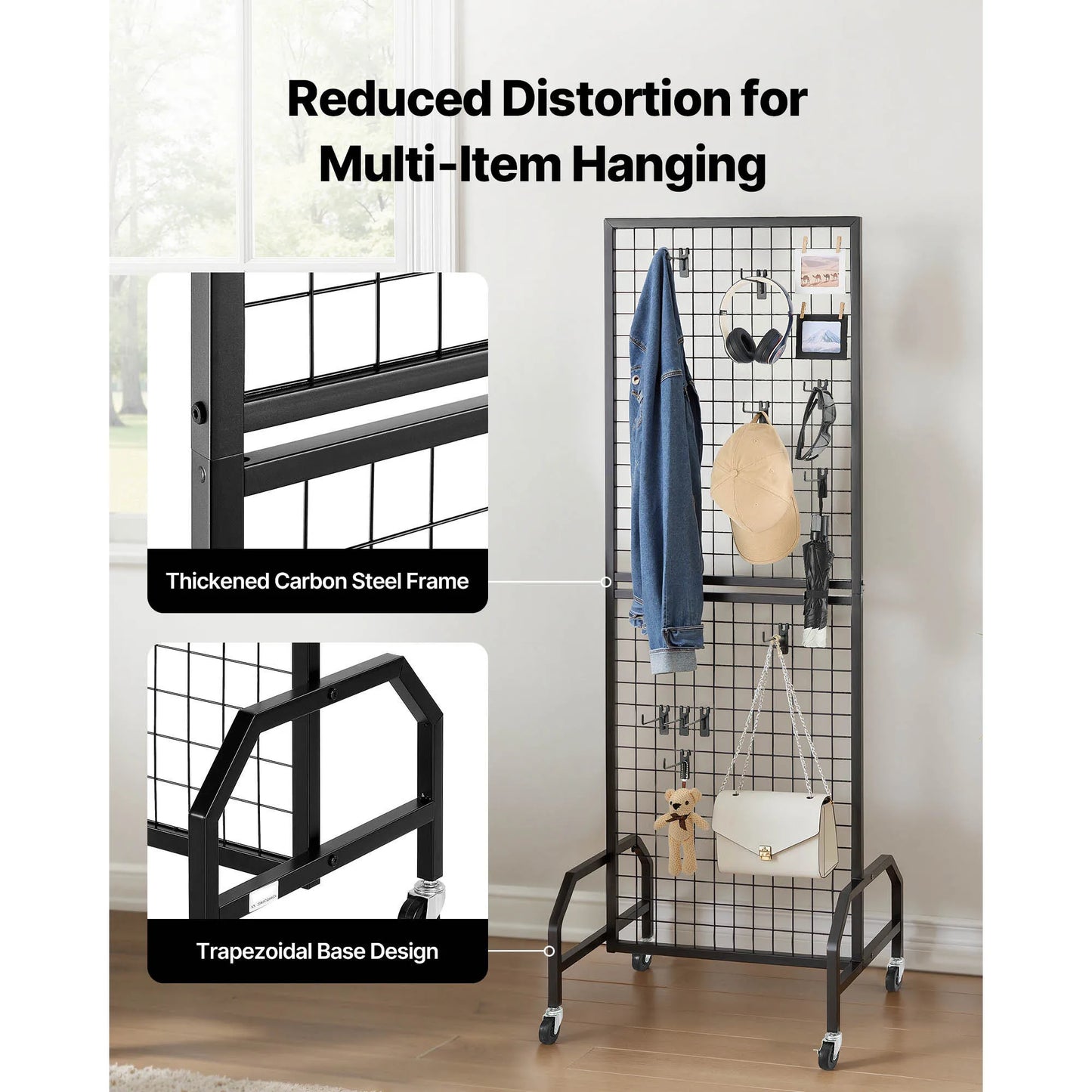 SucceBuy Grid Wall Panel Wire Grid Panels Display Rack Movable Art Display Shelf with Wheel Carbon Steel Gridwall for Craft Show