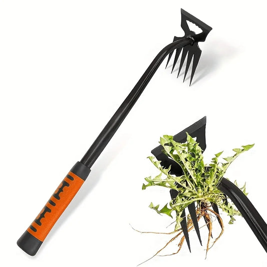 Manganese Steel Garden Hoe - Rust-Proof Weed Removal Tool for Roots, Durable Compact Design for Gardening/Farm (Weeder & Rake)