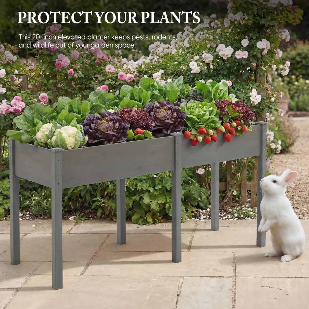 JHK 72x23x30 Inch Wood Planter Box Outdoor Raised Garden Bed with Legs for Herbs Flowers Vegetables Elevated Wooden Garden Bed for Patio Balcony and Backyard
