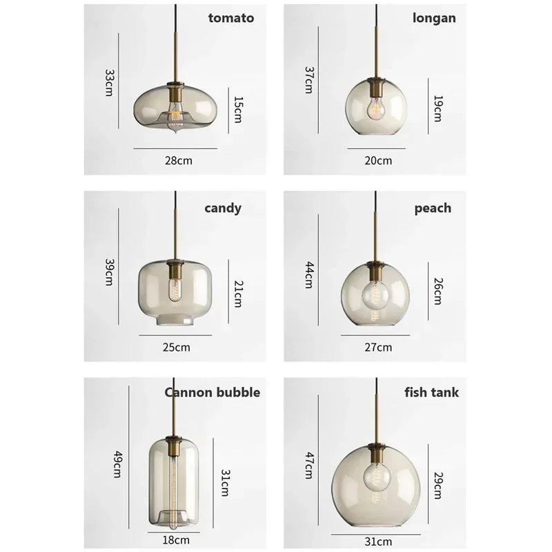 Nordic Modern Coffee Glass Pendant Light LED E27/G9 Decorative Lighting Fixtures Kitchen Dining Room Attic Hanging Pendant Light