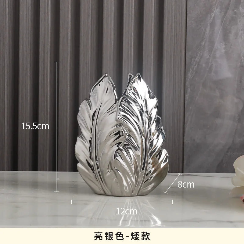 Nordic Luxury Gold Painted Ceramic High-End Vases Personalized Living Room Porch Decoration TV Cabinet Creative Home Ornament