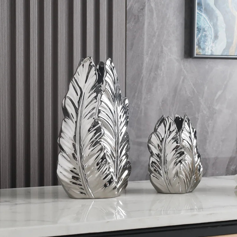 Nordic Luxury Gold Painted Ceramic High-End Vases Personalized Living Room Porch Decoration TV Cabinet Creative Home Ornament