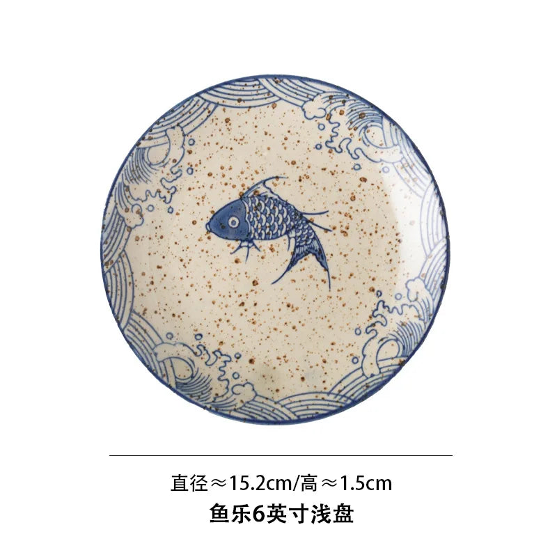 Beauty Ceramic Dinner Plate Flower Bird Japanese Pan Table Decoration Cute Bread Dessert Plates Sushi Dishes Tea Trays for Hotel