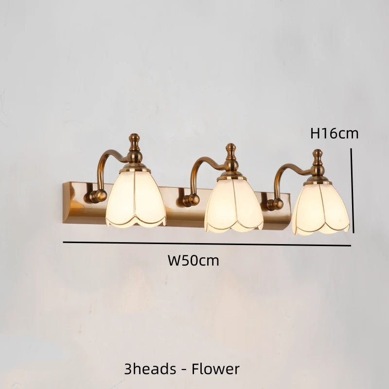 Modern Bathroom Vanity Light Fixtures 3-Light with Milky Glass Shade Industrial Bath Wall Sconces Vintage Lights for Bedroom