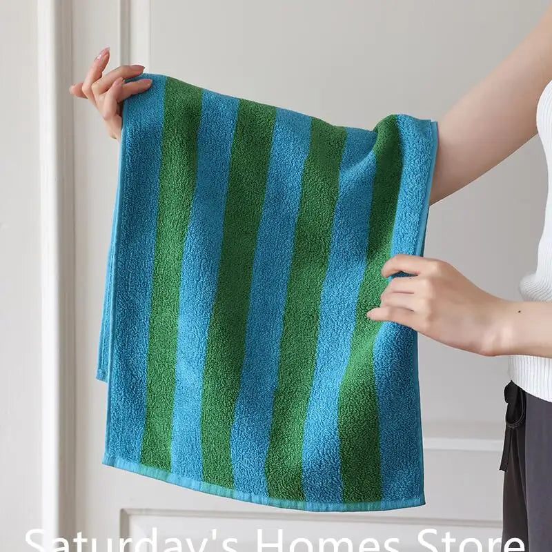 Retro Striped Cotton Towel Skin-Friendly Face Towel 70*140cm Bath Towels Soft Absorbent Face Towel Kitchen Towel