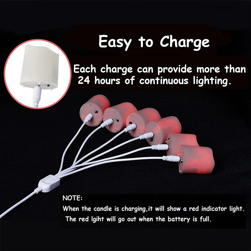 6Pcs Flameless Candles Rechargeable LED Candle Timer Remote Flickering Flames Wedding Candles Birthday Tealights for Home Decor