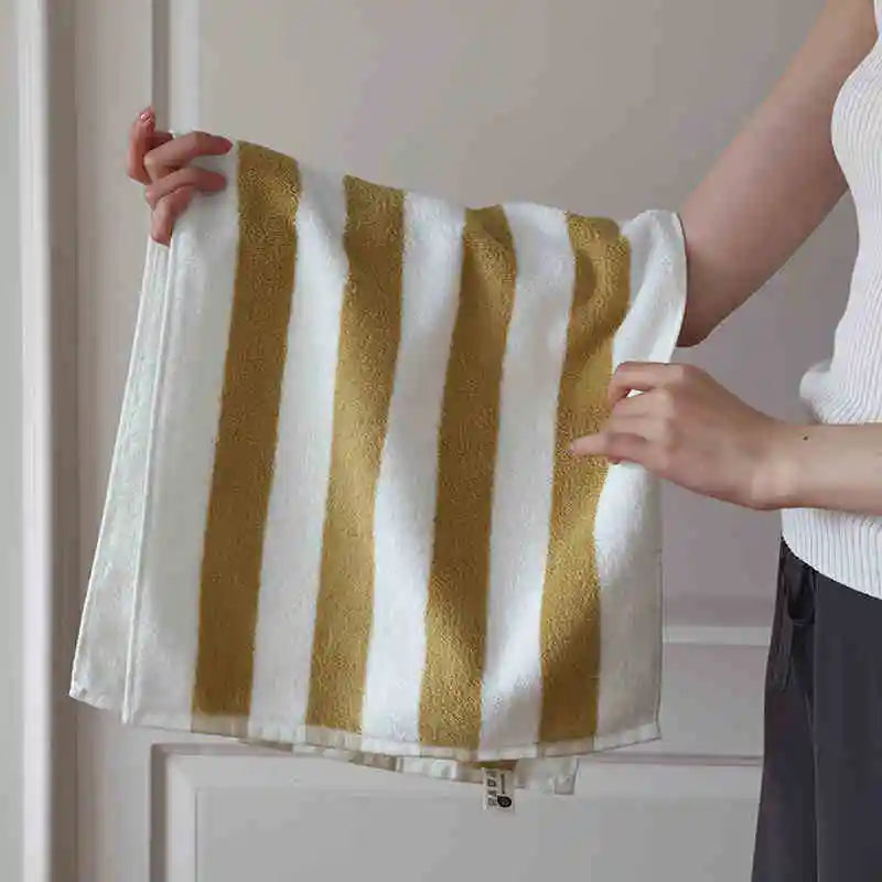 Retro Striped Cotton Towel Skin-Friendly Face Towel 70*140cm Bath Towels Soft Absorbent Face Towel Kitchen Towel
