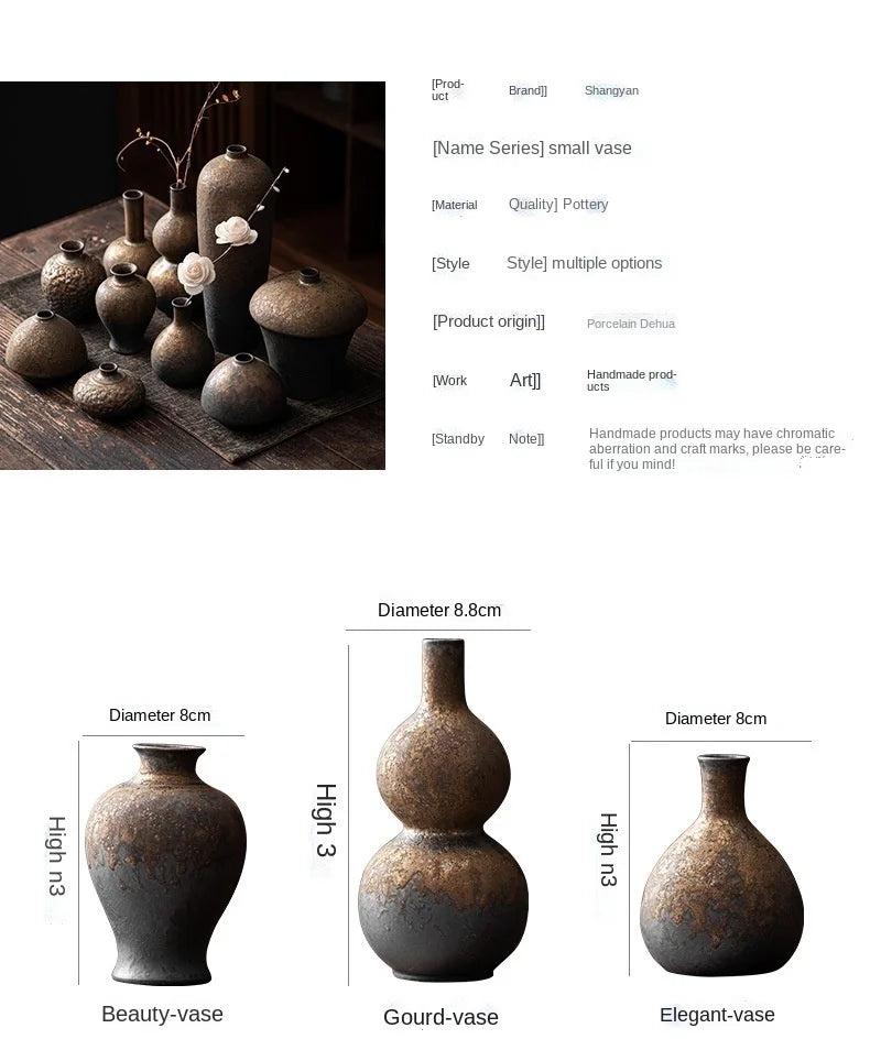 Creative Ceramic Dry Flower Vase, Flower Arrangement, Living Room, Coarse Pottery, Table Decoration, Vases for Dried Flowers