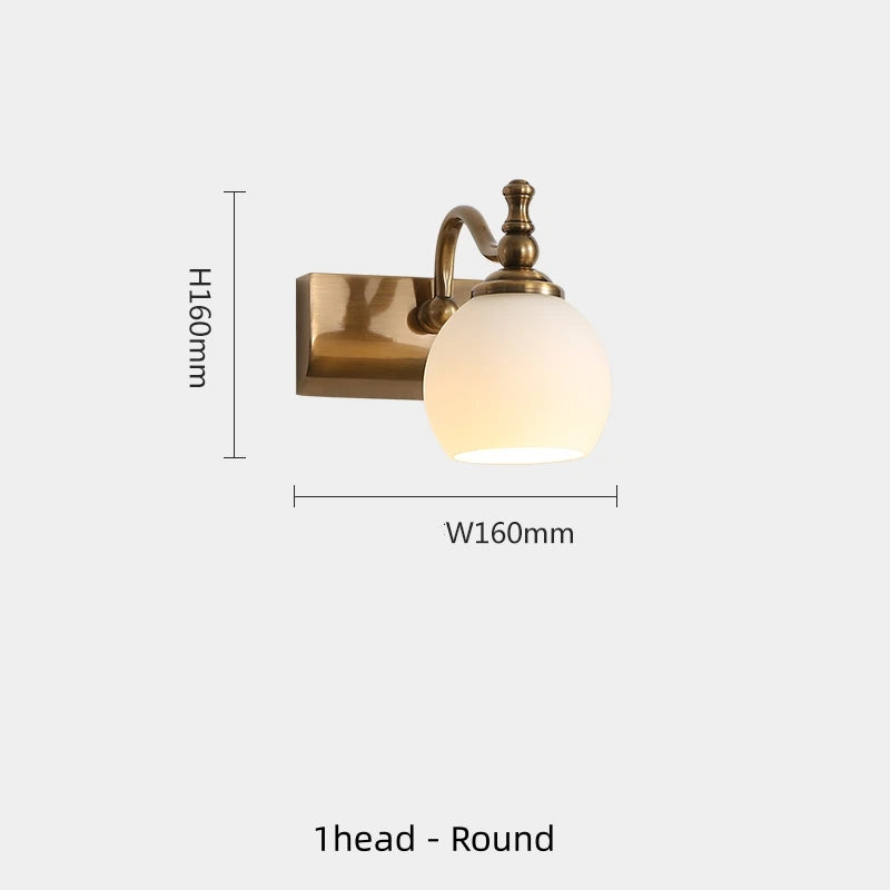 Modern Bathroom Vanity Light Fixtures 3-Light with Milky Glass Shade Industrial Bath Wall Sconces Vintage Lights for Bedroom