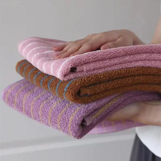 Retro Striped Cotton Towel Skin-Friendly Face Towel 70*140cm Bath Towels Soft Absorbent Face Towel Kitchen Towel