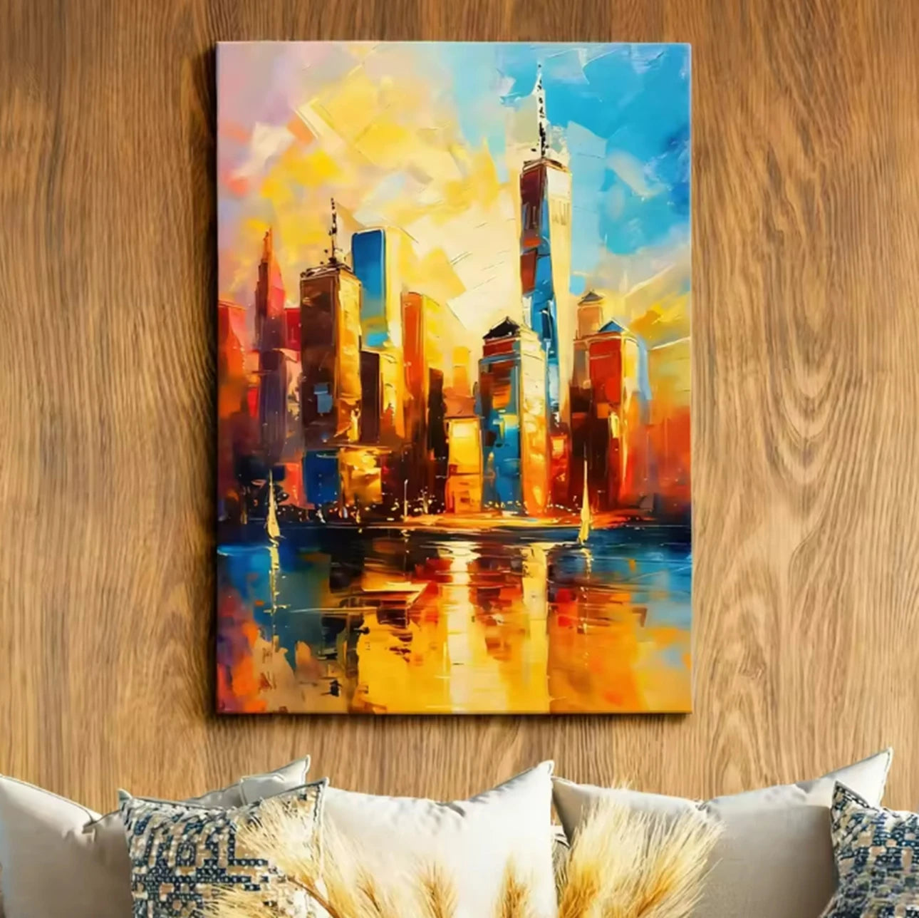 Modern Abstract Painting Thick Texture Handmade Canvas Art New York City Handpainted Home Wall Decor Oil Paintings Unframed
