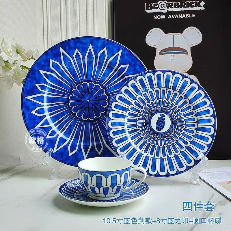 European style simple and luxurious Blue Seal Western dinner plate steak plate decoration afternoon tea Dim sum cake tableware