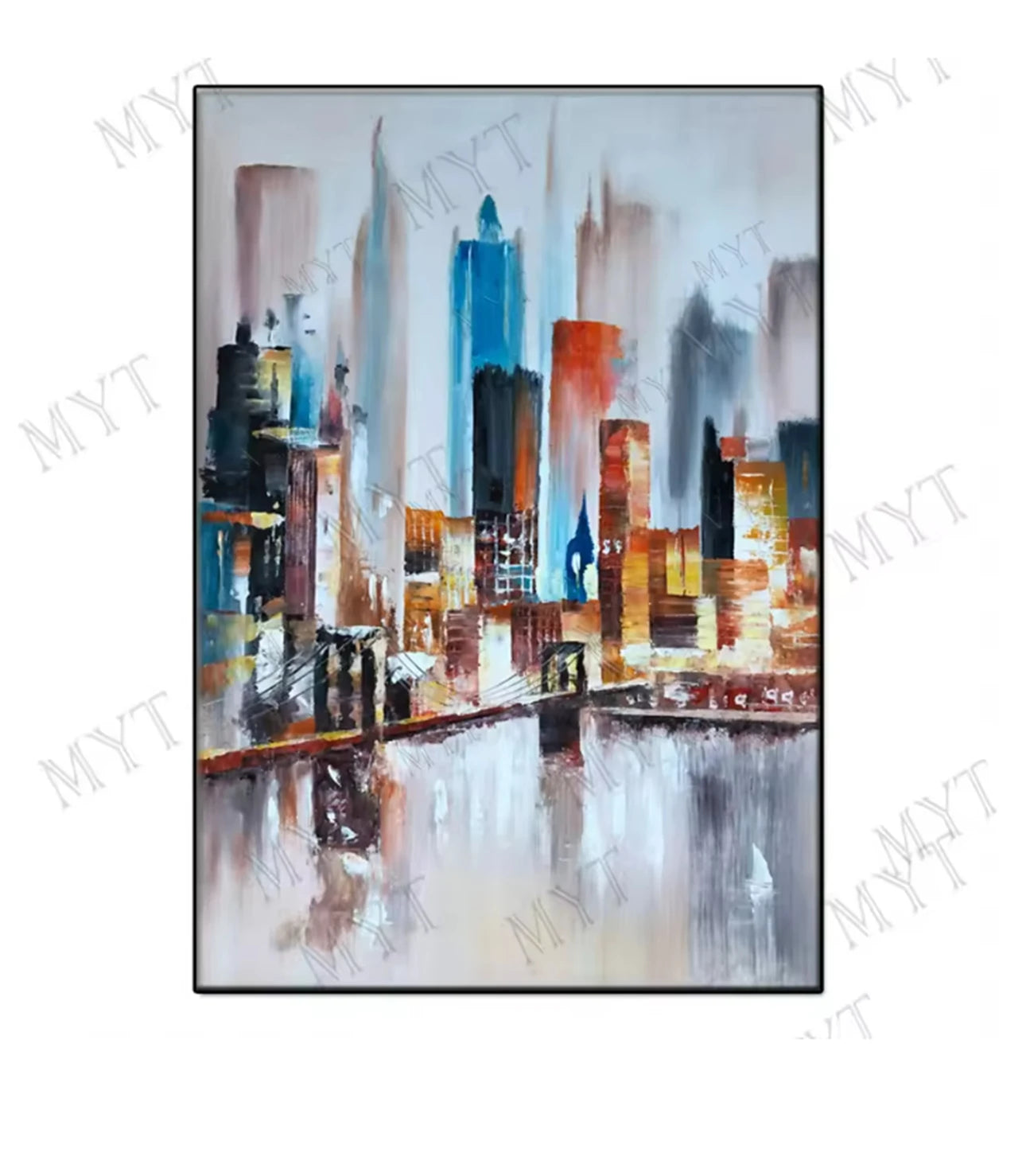 Modern Abstract Painting Thick Texture Handmade Canvas Art New York City Handpainted Home Wall Decor Oil Paintings Unframed