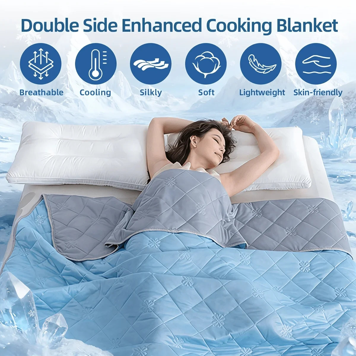 Quilt Blanket,Large Cooling Comforter for Hot Sleeper - Breathable, Dual-Sided Soft And Lightweight Summer Bedding, Machine Wash