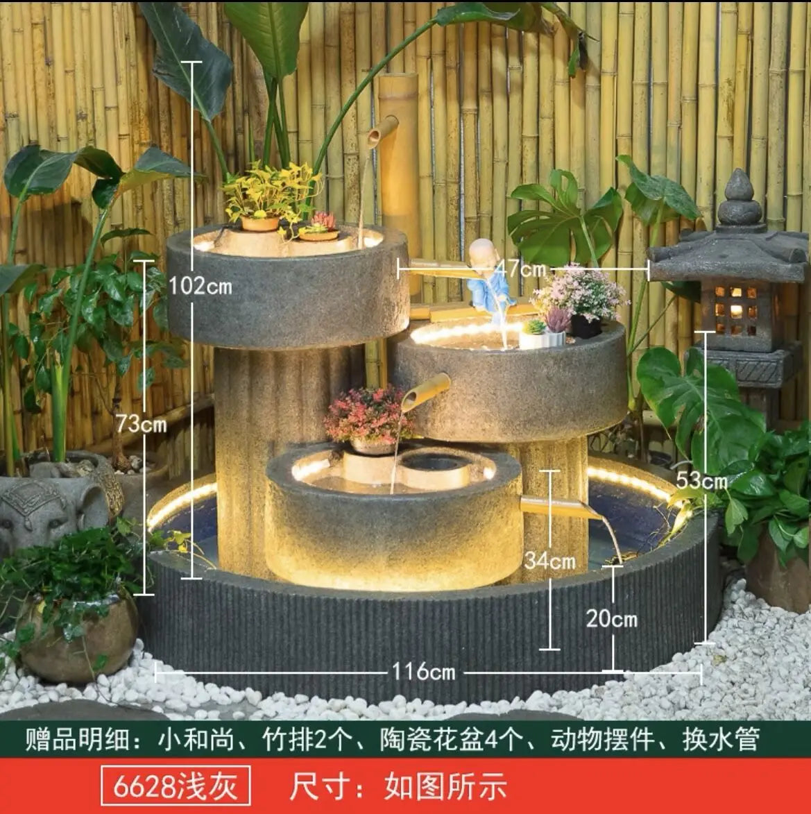 XL Outdoor Courtyard Fish Pond Fountain Terrace Turtle Pond Feng Shui Bowl European Style Wealth-Attracting Water Flow Ornament