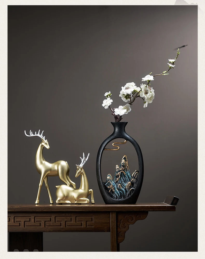 Creativity Japanese Style Feng Shui Wealth Vase Office Living Room Desktop Decoration Vases for Home Decor Accessories Art Gift
