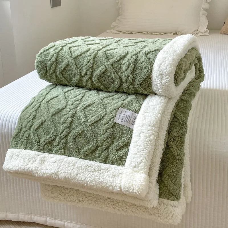 Double Layer Fleece Blanket Autumn Winter Thick Warm Office Nap Throw Blankets for Sofa Bed Single Double Soft Plush Comforter