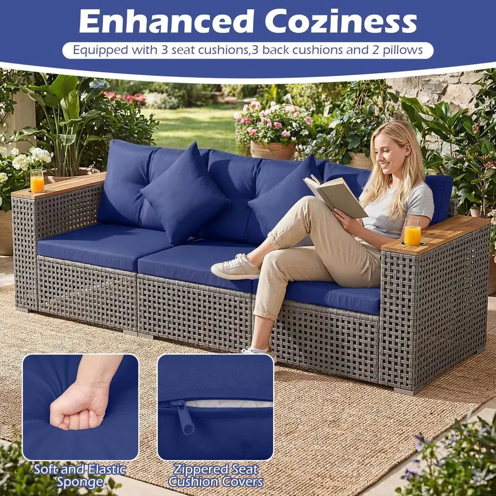 Piece Patio Furniture Set, AllWeather Sectional Sofa with 4 Inch Thick Cushions, 210g FadeResistant SpunDye Fabric, Outdoor Con