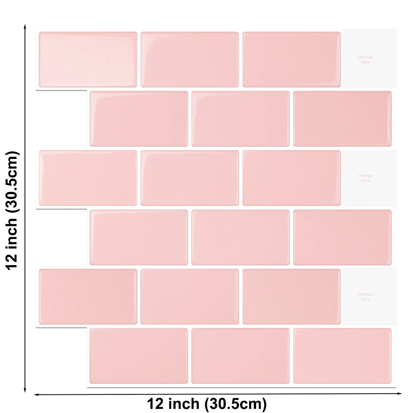 Vividtiles Big Size 12*12 Inch Self Adhesive Vinyl Wallpaper Peel and Stick Green Subway 3D Effect Tiles for Kicthen (5-Sheets)