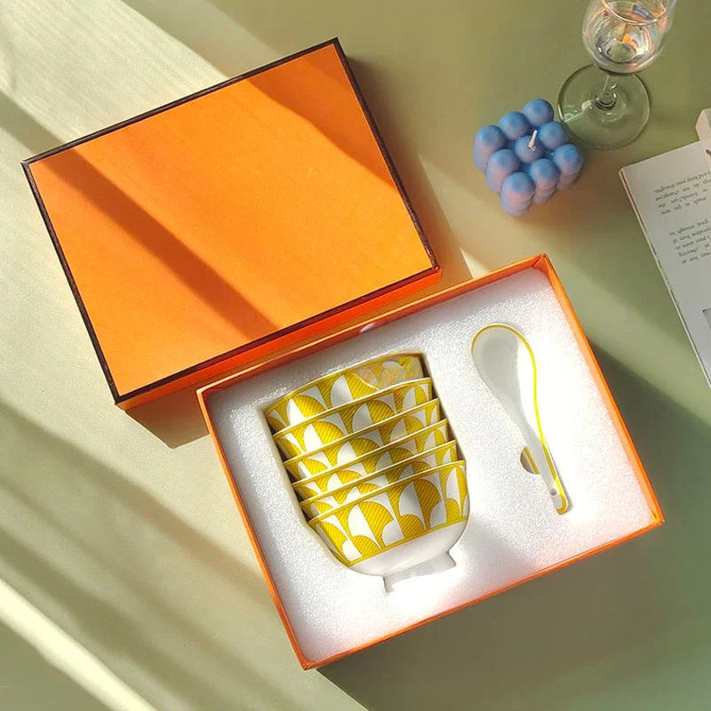 European style tableware, bone china, geometric creativity, home style steak plate dining plate, sunshine cup and plate set gift