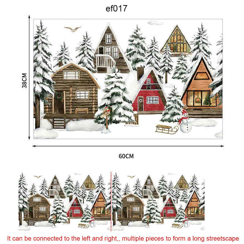 Double-Sided Christmas Window Sticker Pine Branch Xmas-Ball Stars Snowman,Static Clings Reusable Glass Film for Home Decor
