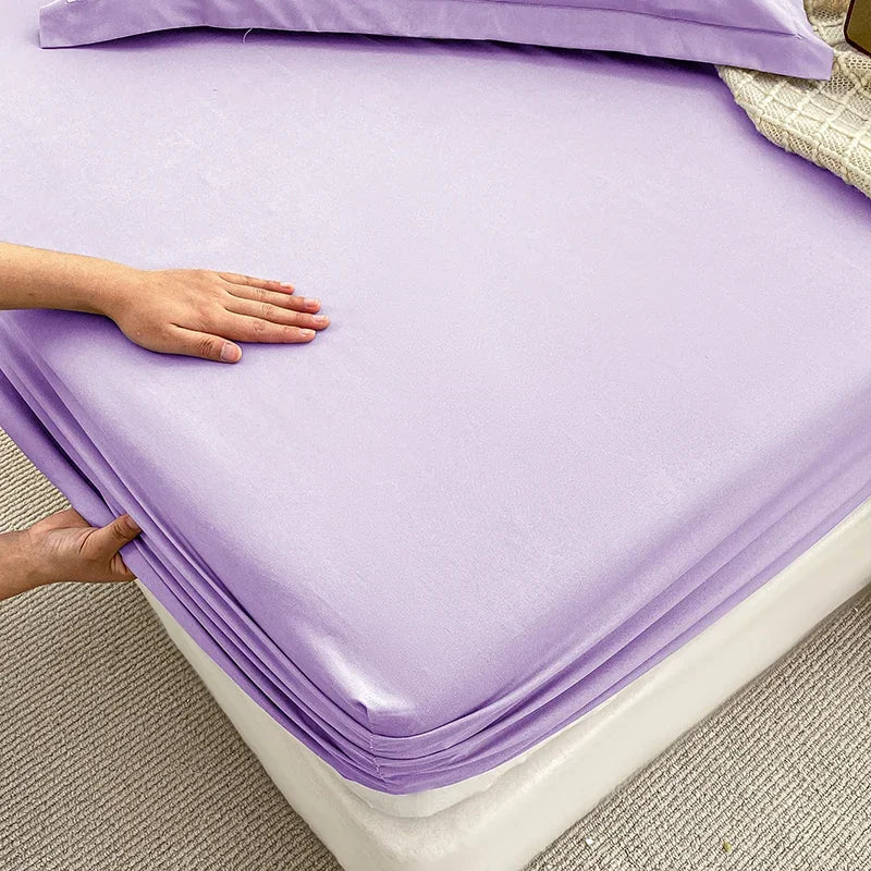 Double Bed Sheets Couple Elastic Fitted Sheet Microfiber Ultra-Soft Hotel Luxury Mattress Cover Queen Single King Size