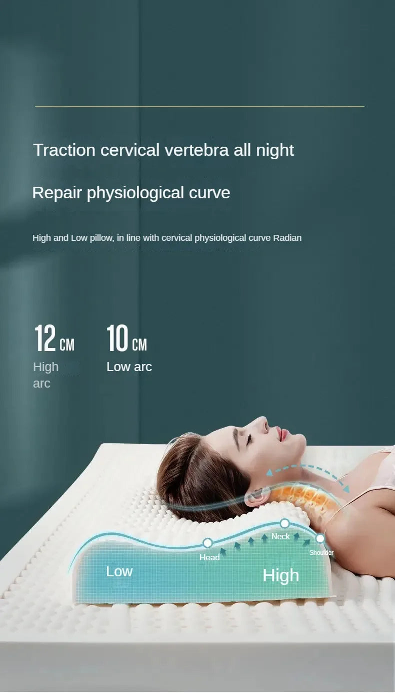 93% Thai Natural Latex Pillow Neck Pillow Cervical Spine  Home Adult Student Latex  Core