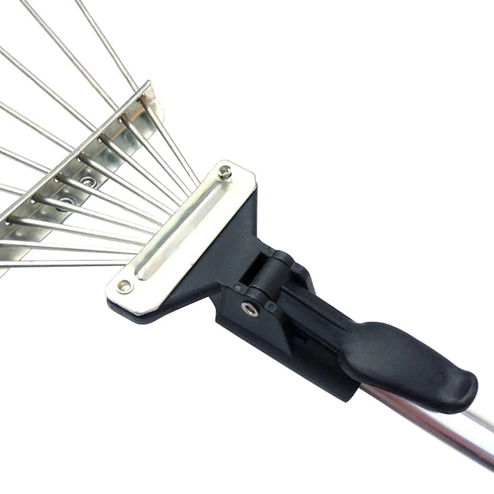 E2 Adjustable Garden Leaf Rake Telescopic Hoe Grass Tool Multi Toothed Metal Rake for Deciduous Hay Grass of Lawn and Yard Tools