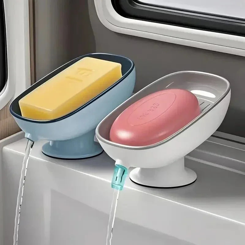 Double-Layer Soap Dish with Drain Tray, Detachable Self-Draining Soap Holder, PS Material Bathroom & Kitchen Soap Storage Box, No Water Build-Up Soap Saver