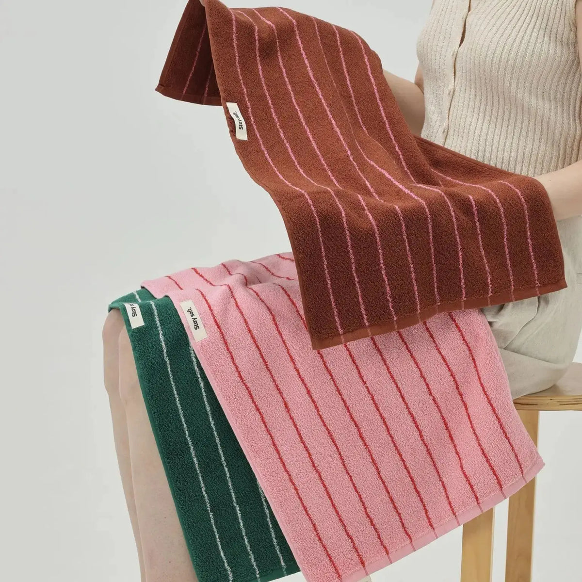 Retro Striped Cotton Towel Skin-Friendly Face Towel 70*140cm Bath Towels Soft Absorbent Face Towel Kitchen Towel