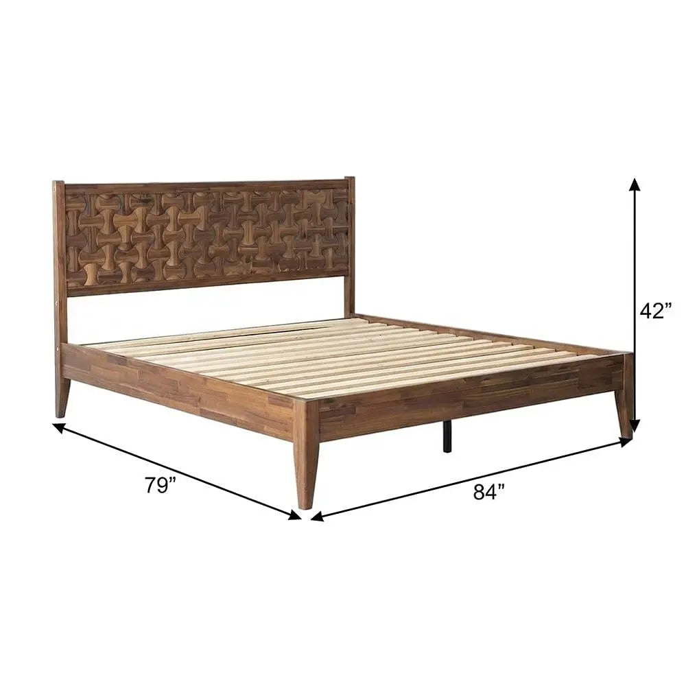 Solid Wood Platform Bed Frame With Headboard & Footboard, King & Queen Size Wooden Bedframe For Bedroom, Walnut, Customized