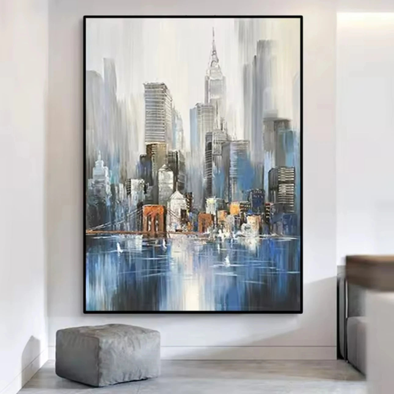 Modern Abstract Painting Thick Texture Handmade Canvas Art New York City Handpainted Home Wall Decor Oil Paintings Unframed