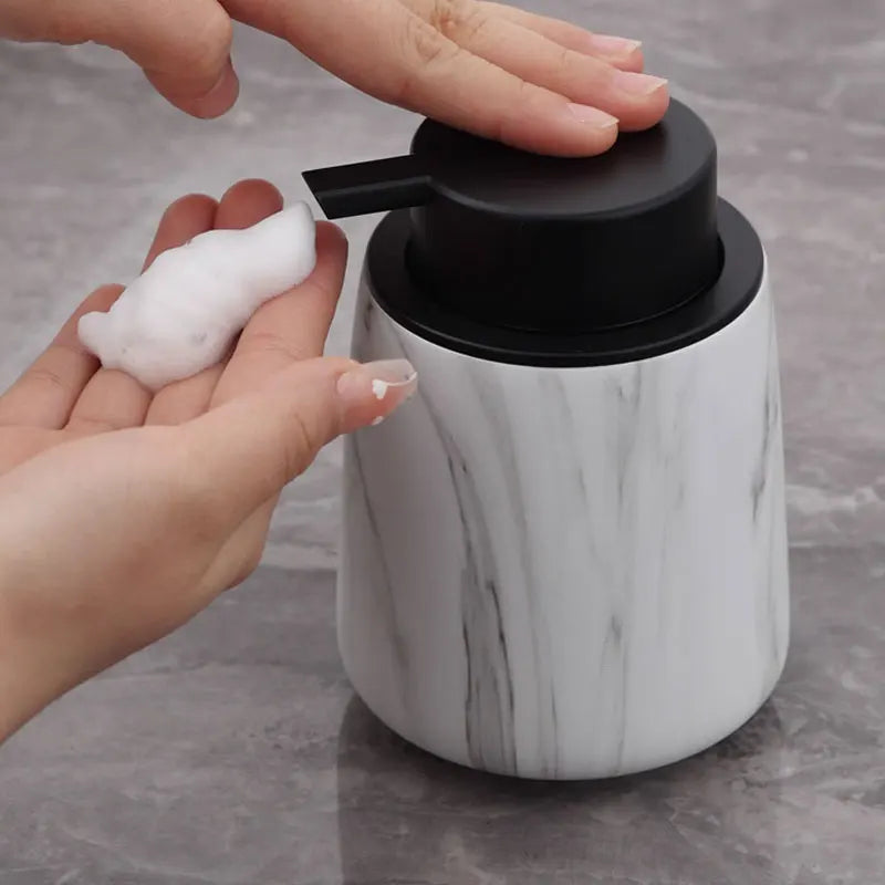 400ml marble soap dispenser bubble bottle resin hotel shampoo foam press bottle bathroom accessories  cup dispenser