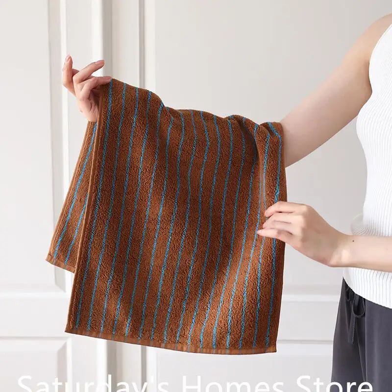 Retro Striped Cotton Towel Skin-Friendly Face Towel 70*140cm Bath Towels Soft Absorbent Face Towel Kitchen Towel