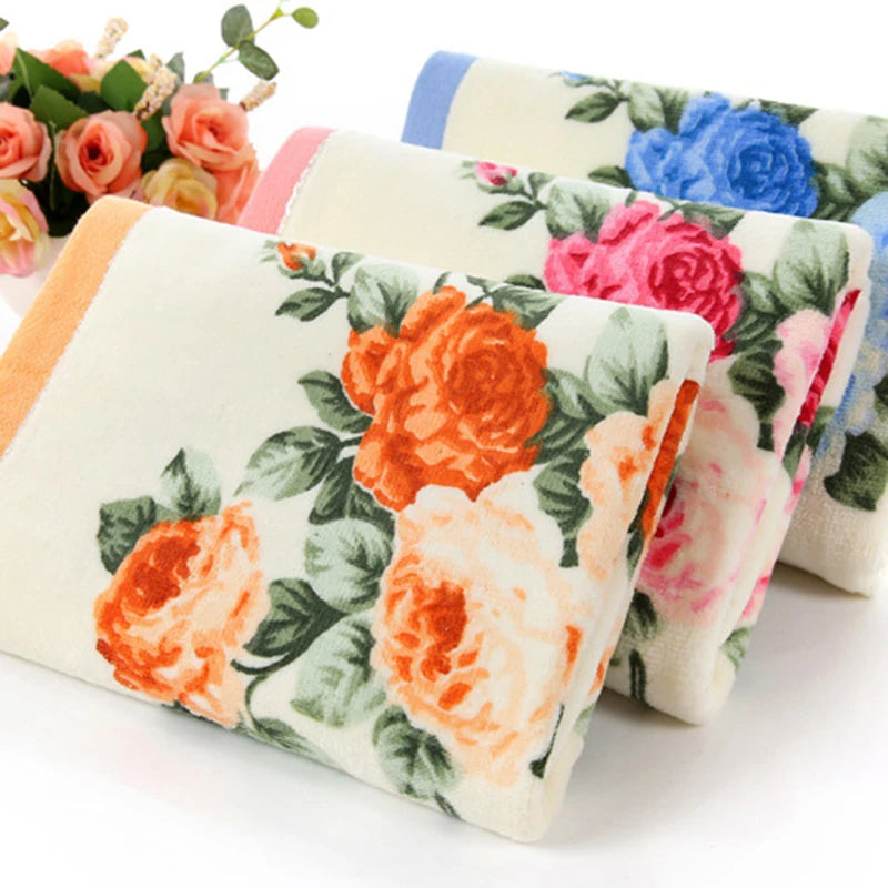 75x140cm Cotton Bath Towels Floral Pattern 400g Thick Sport Beach Print Towel Bathroom Outdoor Travel Towels for Adults Gift