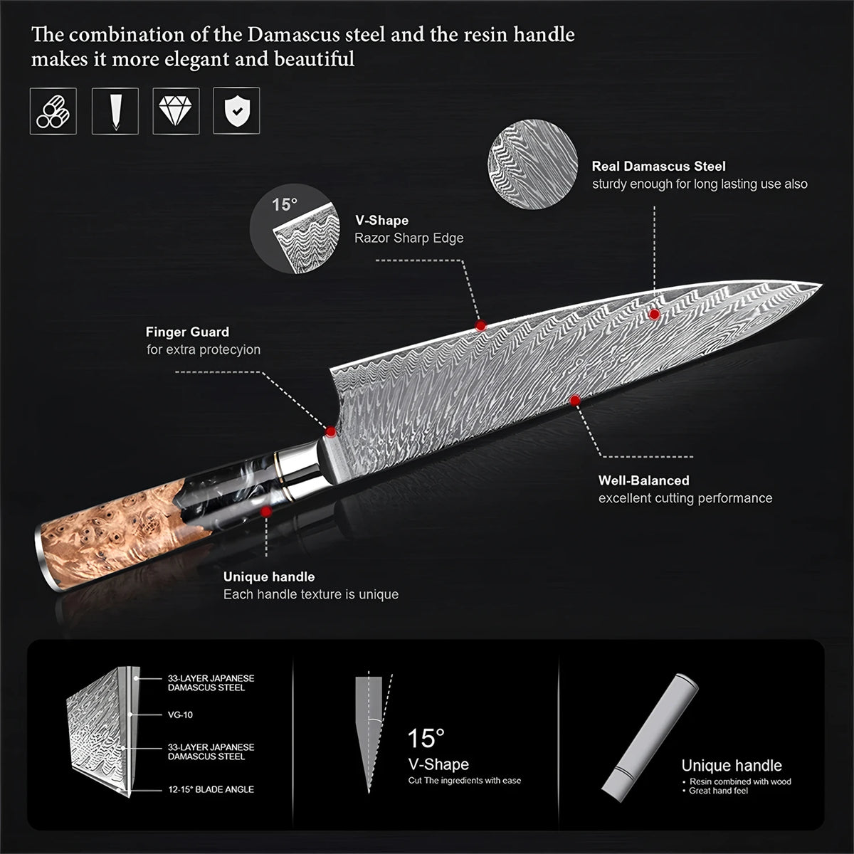 1PC,Japanese 67 Layer Damascus Steel Kitchen Knives Meat Utility Knife Kitchen Cleaver knife Cooking knife Home Kitchen stuff