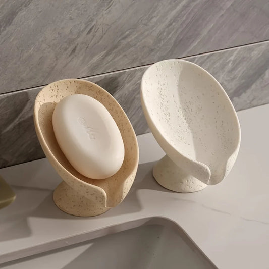Wabi-sabi style Leaf-Shaped Soap Dish with Drain Soap Holder for Bathroom Soap Holder Keep Dry Modern Bathroom Accessory