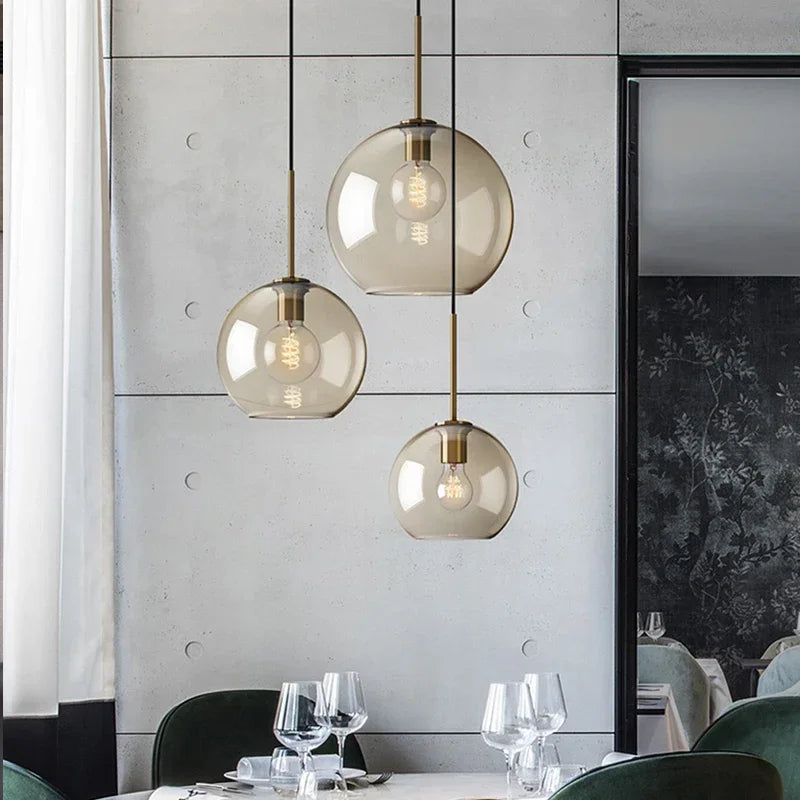 Nordic Modern Coffee Glass Pendant Light LED E27/G9 Decorative Lighting Fixtures Kitchen Dining Room Attic Hanging Pendant Light