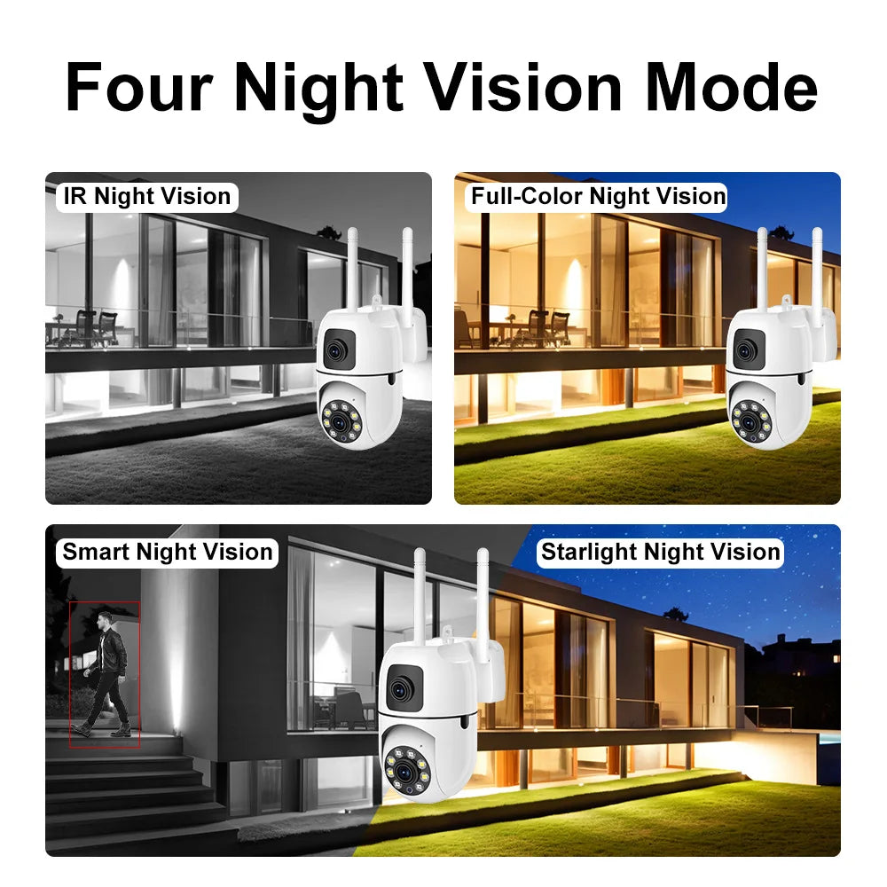 8MP HD Wifi Surveillance PTZ Camera Outdoor 4K Dual Lens Dual Screen Human Detection IP Security Protection Camera CCTV Video